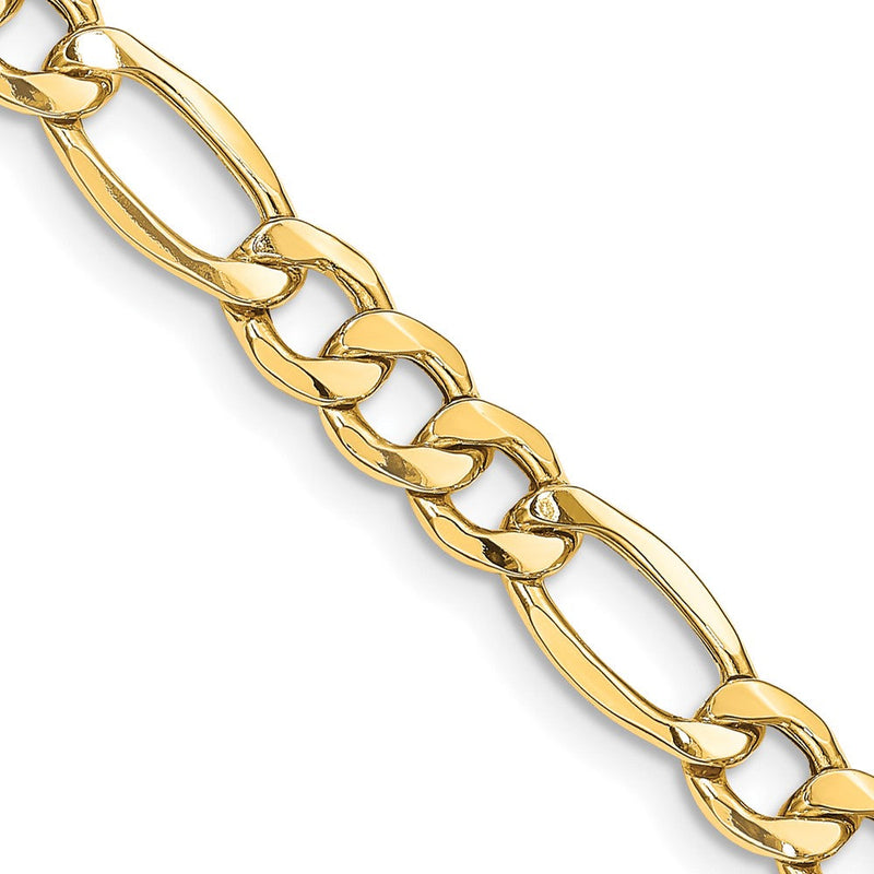 14K Gelbgold 8.5mm Halbmassiv Figaro mit Karabinerverschluss Halskette