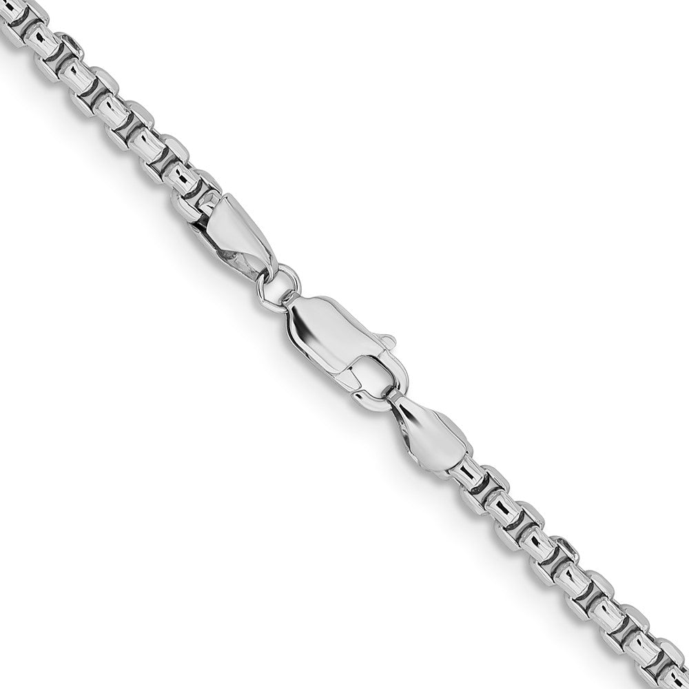 14K Weißgold 3.6mm Halbmassiv Rund Venezianer mit Karabinerverschluss Halskette