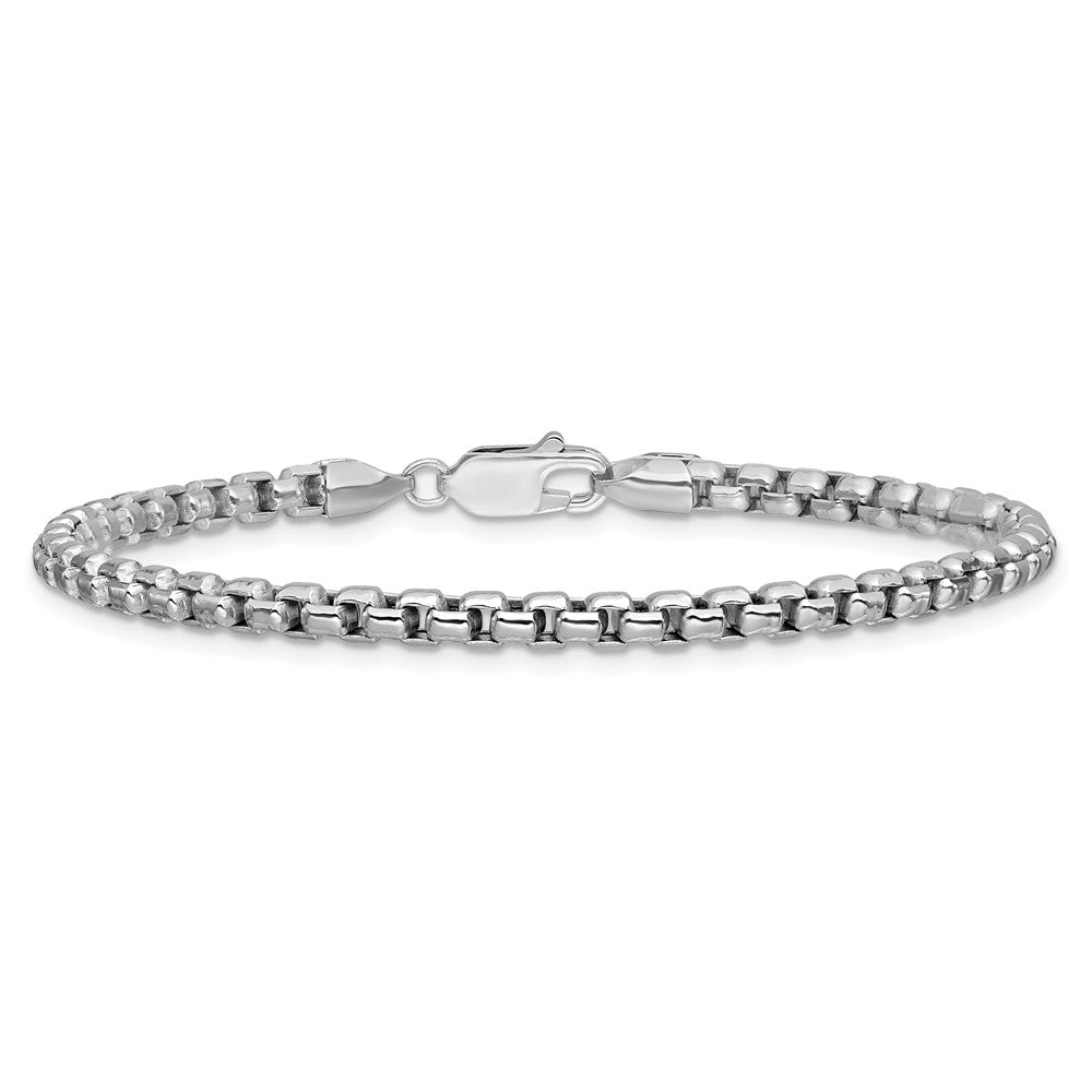 14K Weißgold 3.6mm Halbmassiv Rund Venezianer mit Karabinerverschluss Gliederarmband