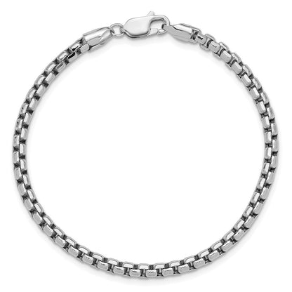 14K Weißgold 3.6mm Halbmassiv Rund Venezianer mit Karabinerverschluss Gliederarmband