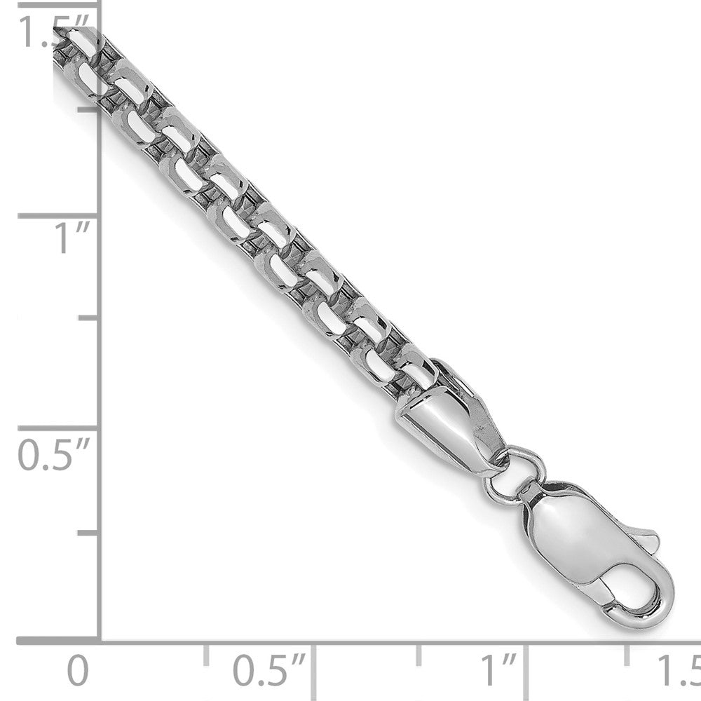 14K Weißgold 3.6mm Halbmassiv Rund Venezianer mit Karabinerverschluss Gliederarmband