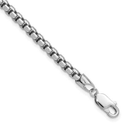 14K Weißgold 3.6mm Halbmassiv Rund Venezianer mit Karabinerverschluss Gliederarmband