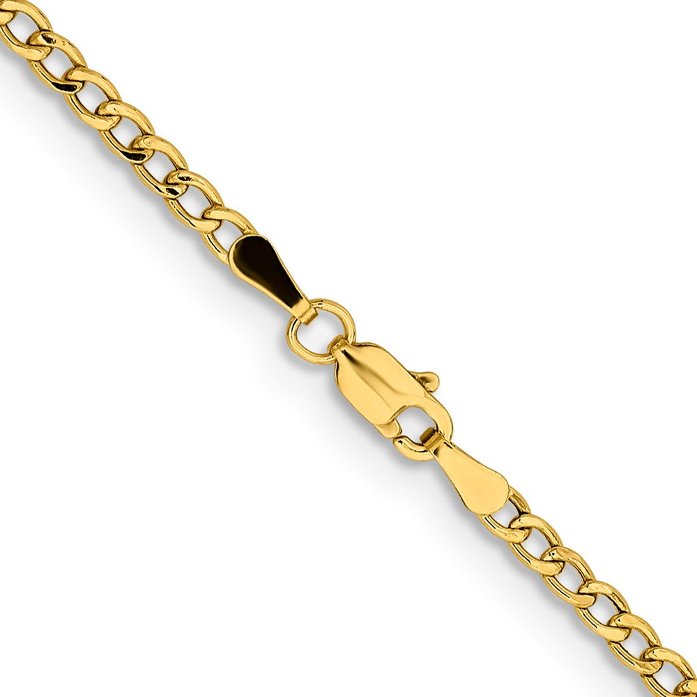 14K Gelbgold 2.85mm Halbmassiv Panzer mit Karabinerverschluss Halskette