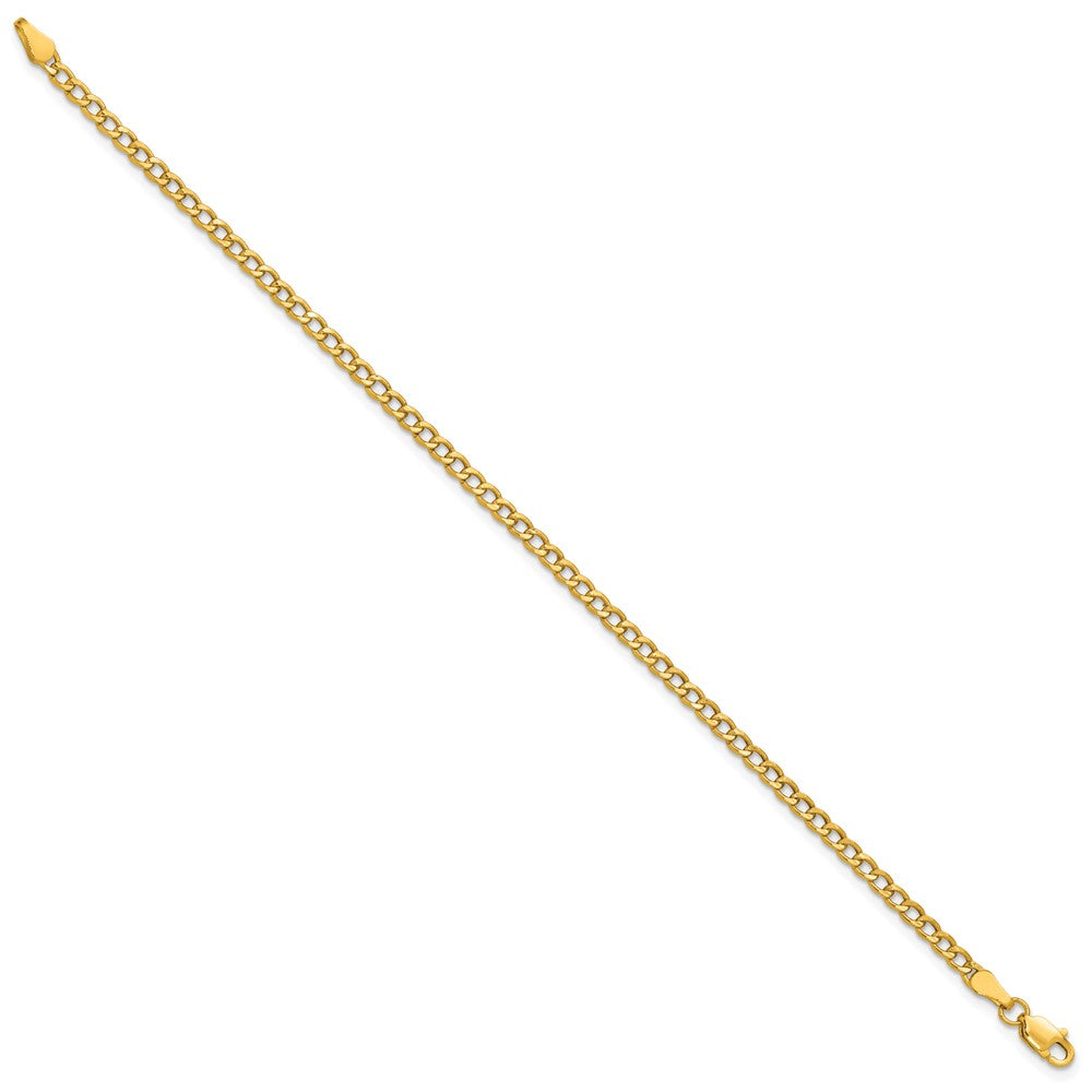 14K Gelbgold 2.85mm Halbmassiv Panzer mit Karabinerverschluss Kette Fußkettchen
