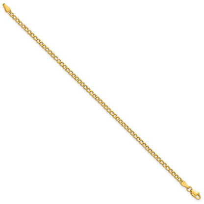 14K Gelbgold 2.85mm Halbmassiv Panzer mit Karabinerverschluss Kette Fußkettchen