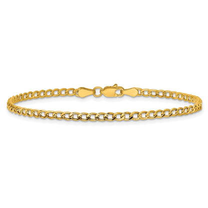 14K Gelbgold 2.85mm Halbmassiv Panzer mit Karabinerverschluss Gliederarmband