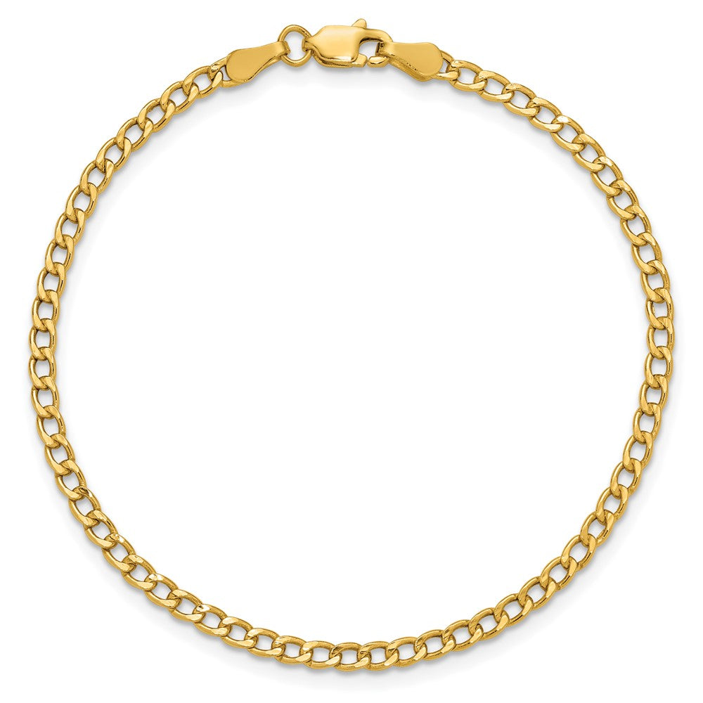14K Gelbgold 2.85mm Halbmassiv Panzer mit Karabinerverschluss Kette Fußkettchen