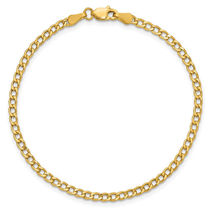 14K Gelbgold 2.85mm Halbmassiv Panzer mit Karabinerverschluss Kette Fußkettchen