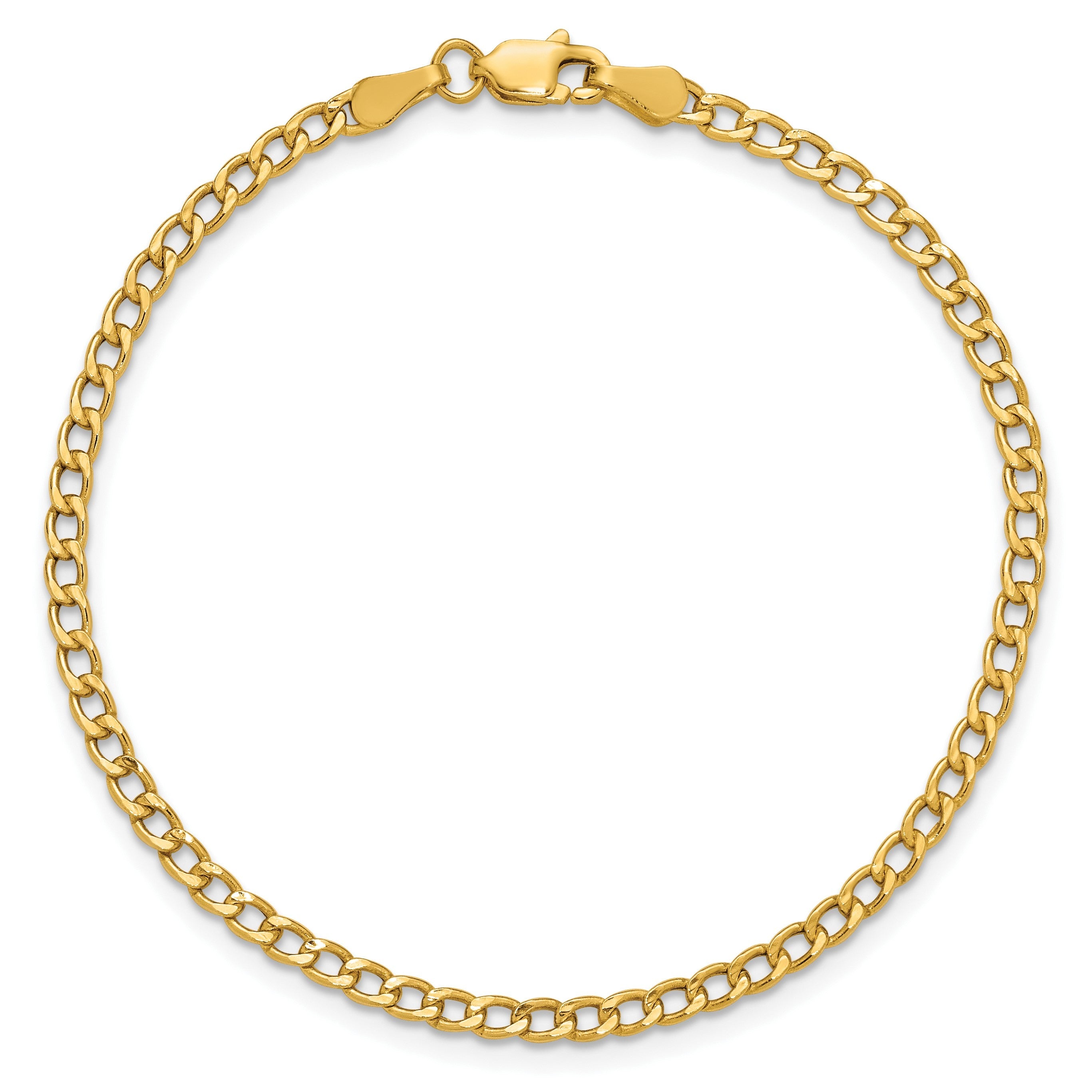 14K Gelbgold 2.85mm Halbmassiv Panzer mit Karabinerverschluss Gliederarmband
