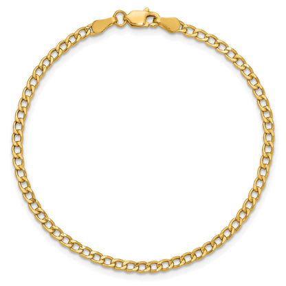 14K Gelbgold 2.85mm Halbmassiv Panzer mit Karabinerverschluss Gliederarmband