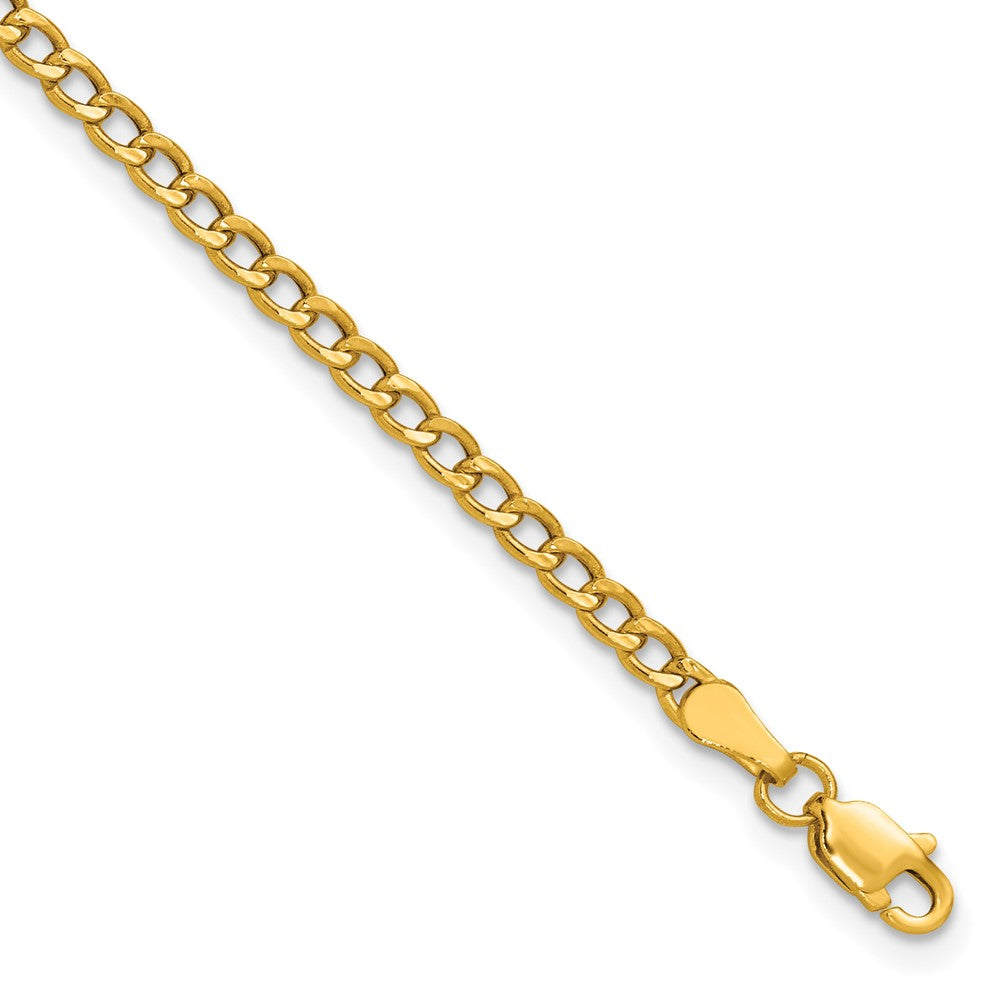 14K Gelbgold 2.85mm Halbmassiv Panzer mit Karabinerverschluss Kette Fußkettchen