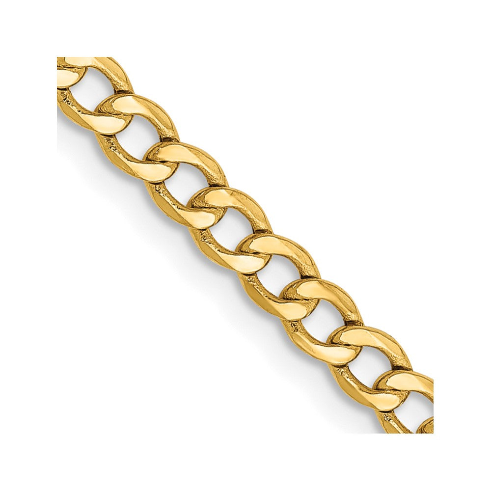 14K Gelbgold 2.85mm Halbmassiv Panzer mit Karabinerverschluss Halskette