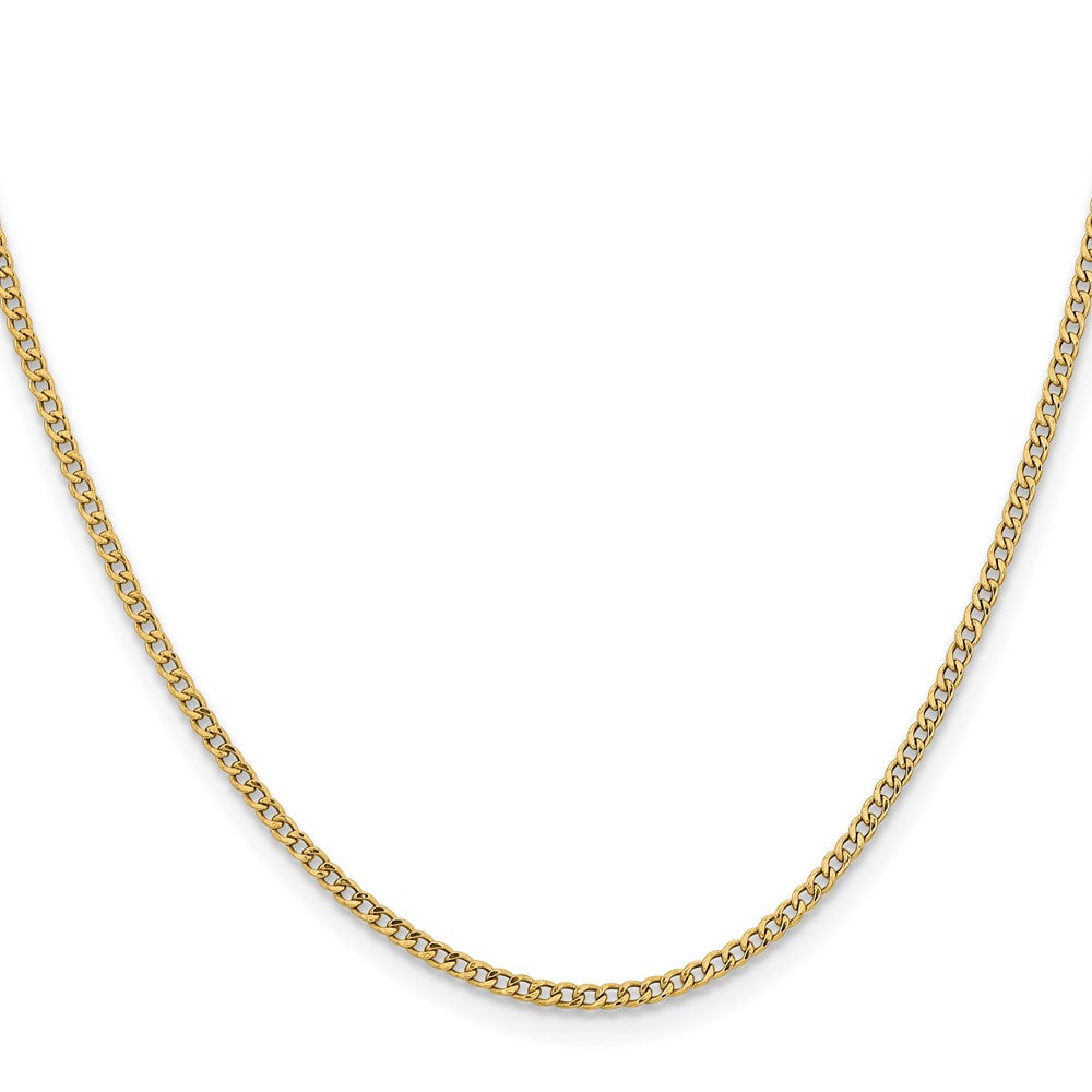14K Gelbgold 1.85mm Halbmassiv Panzer mit Karabinerverschluss Halskette