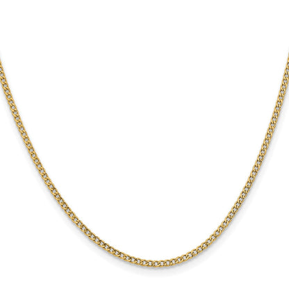 14K Gelbgold 1.85mm Halbmassiv Panzer mit Karabinerverschluss Halskette