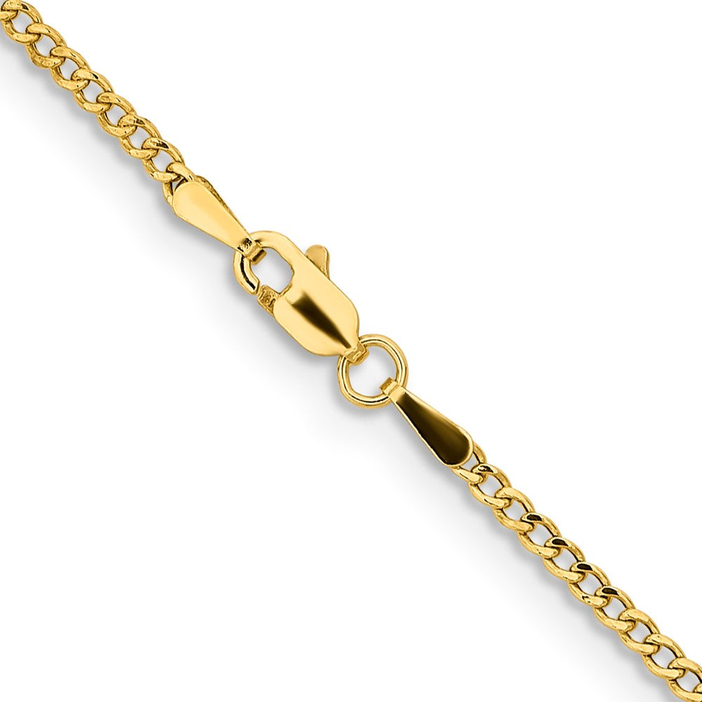 14K Gelbgold 1.85mm Halbmassiv Panzer mit Karabinerverschluss Halskette