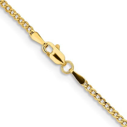 14K Gelbgold 1.85mm Halbmassiv Panzer mit Karabinerverschluss Halskette
