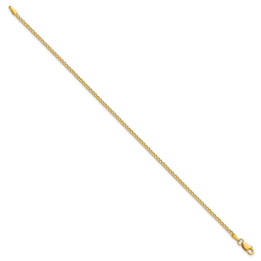 14K Gelbgold 1.85mm Halbmassiv Panzer mit Karabinerverschluss Kette Fußkettchen