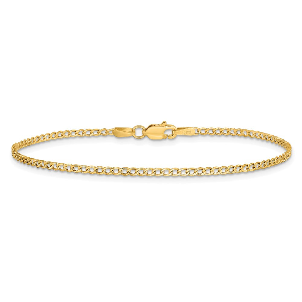 14K Gelbgold 1.85mm Halbmassiv Panzer mit Karabinerverschluss Gliederarmband