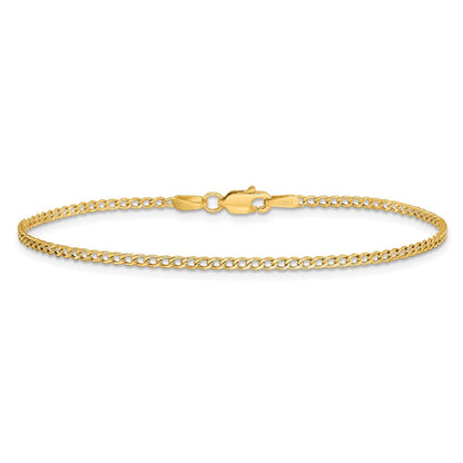 14K Gelbgold 1.85mm Halbmassiv Panzer mit Karabinerverschluss Kette Fußkettchen
