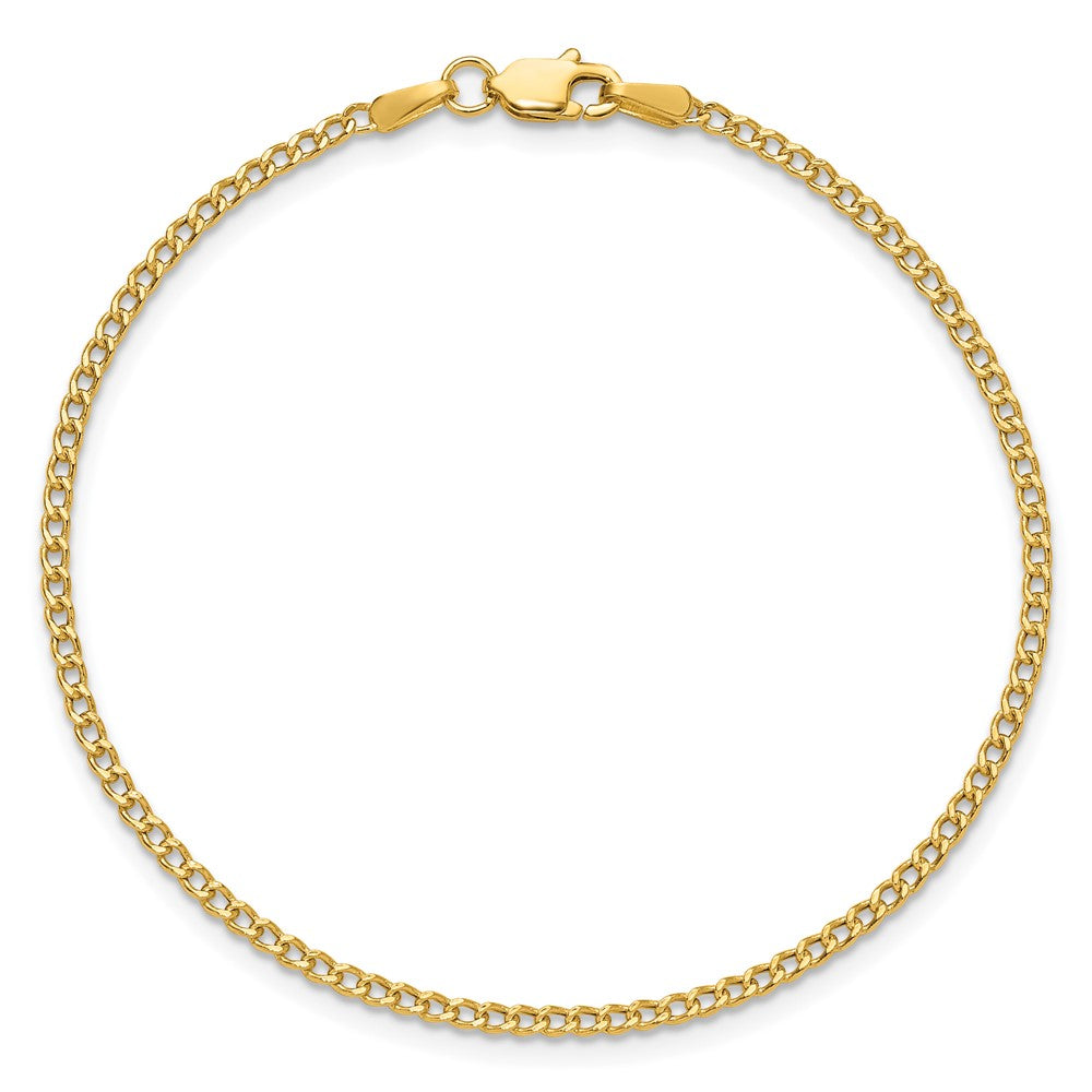 14K Gelbgold 1.85mm Halbmassiv Panzer mit Karabinerverschluss Kette Fußkettchen