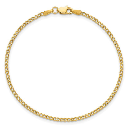 14K Gelbgold 1.85mm Halbmassiv Panzer mit Karabinerverschluss Gliederarmband