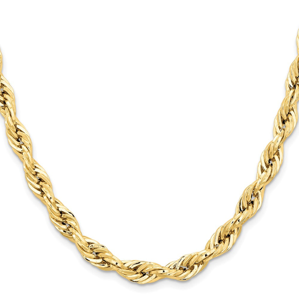 14K Gelbgold 7mm Halbmassiv Kordel mit Karabinerverschluss Halskette