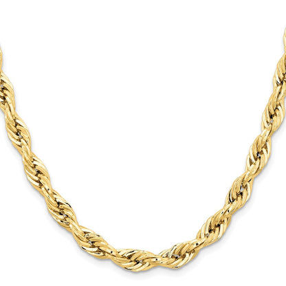 14K Gelbgold 7mm Halbmassiv Kordel mit Karabinerverschluss Halskette