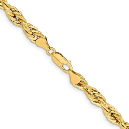 14K Gelbgold 7mm Halbmassiv Kordel mit Karabinerverschluss Halskette