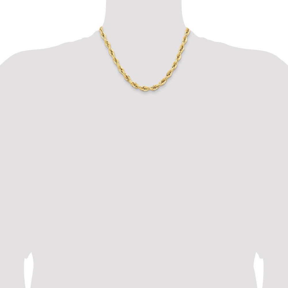 14K Gelbgold 7mm Halbmassiv Kordel mit Karabinerverschluss Halskette