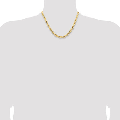 14K Gelbgold 7mm Halbmassiv Kordel mit Karabinerverschluss Halskette