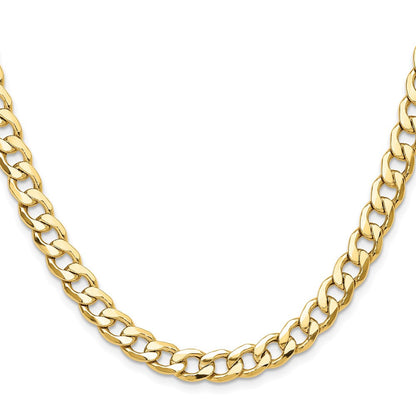 14K Gelbgold 7.5mm Halbmassiv Panzer Halskette