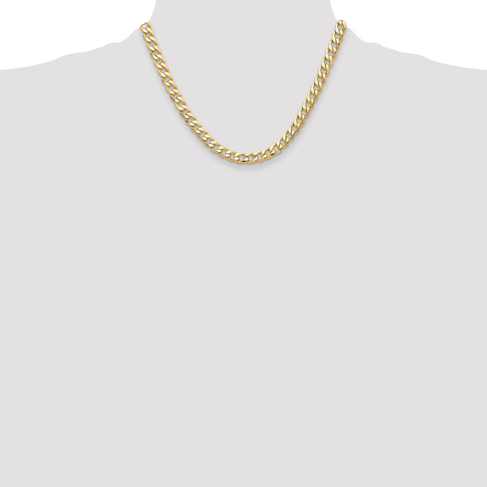 14K Gelbgold 7.5mm Halbmassiv Panzer Halskette