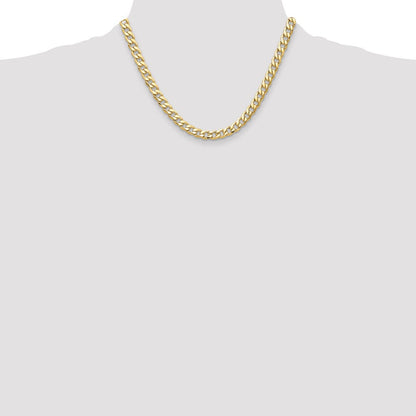 14K Gelbgold 7.5mm Halbmassiv Panzer Halskette