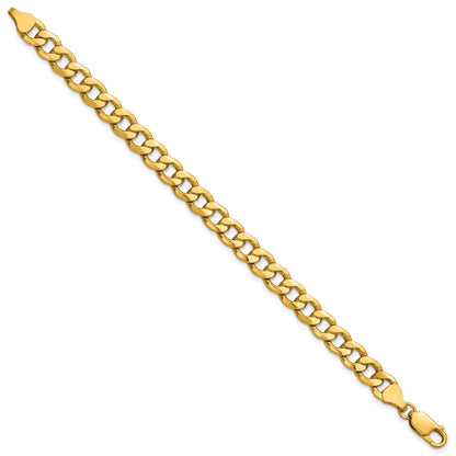 14K Gelbgold 7.5mm Halbmassiv Panzer Gliederarmband