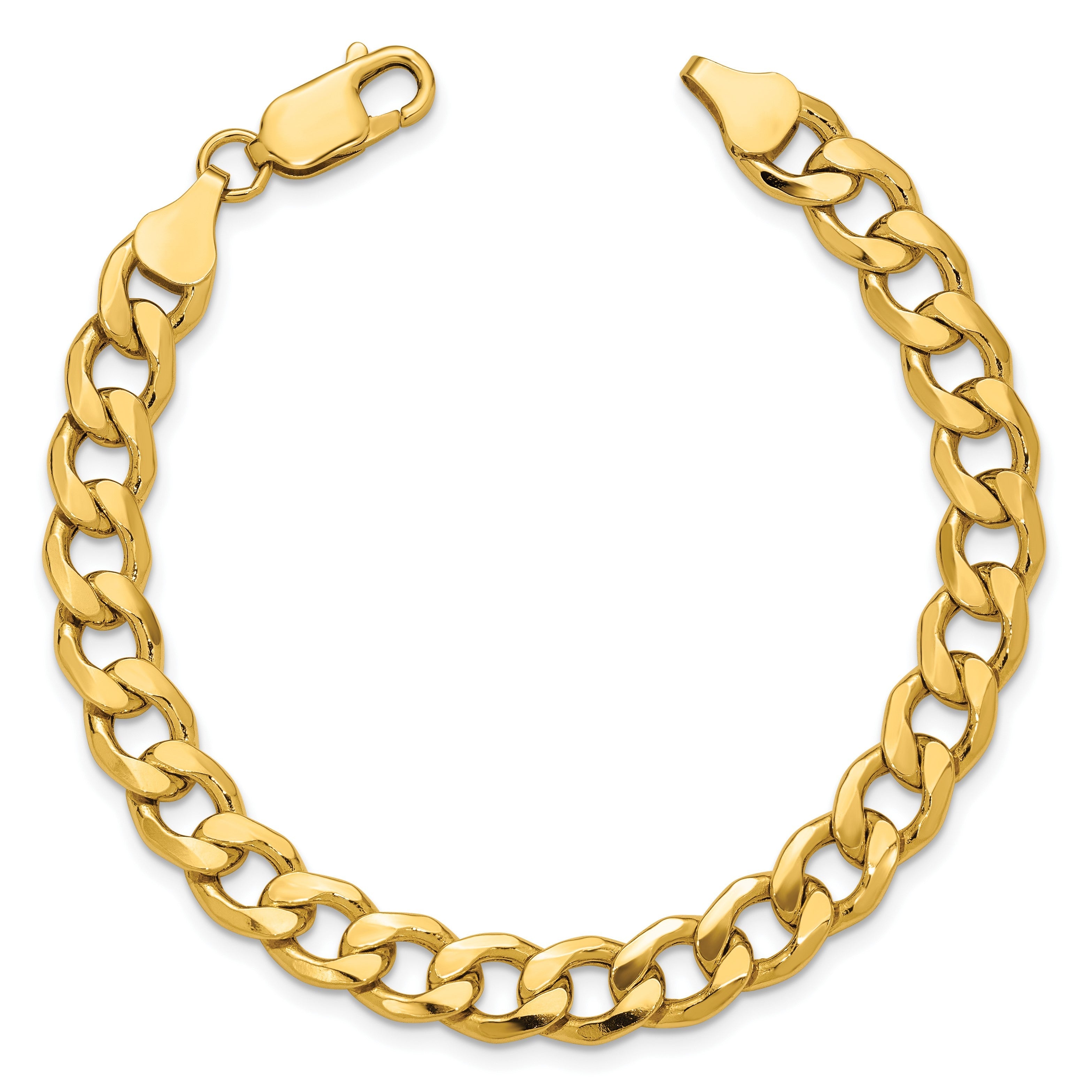 14K Gelbgold 7.5mm Halbmassiv Panzer Gliederarmband