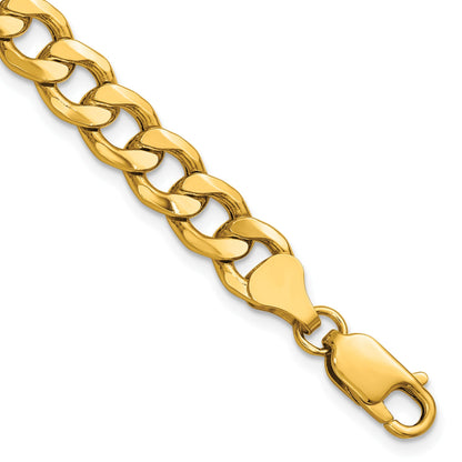 14K Gelbgold 7.5mm Halbmassiv Panzer Gliederarmband