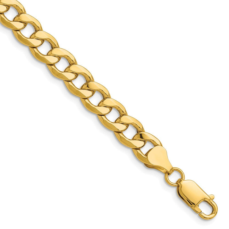 14K Gelbgold 7.5mm Halbmassiv Panzer Gliederarmband