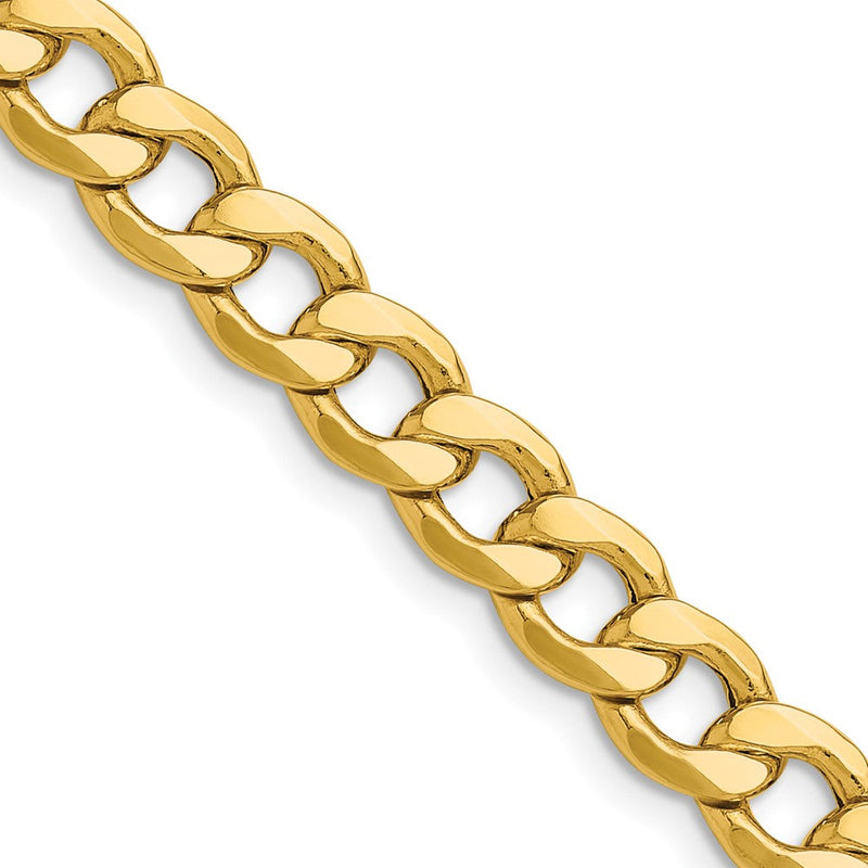 14K Gelbgold 7.5mm Halbmassiv Panzer Halskette