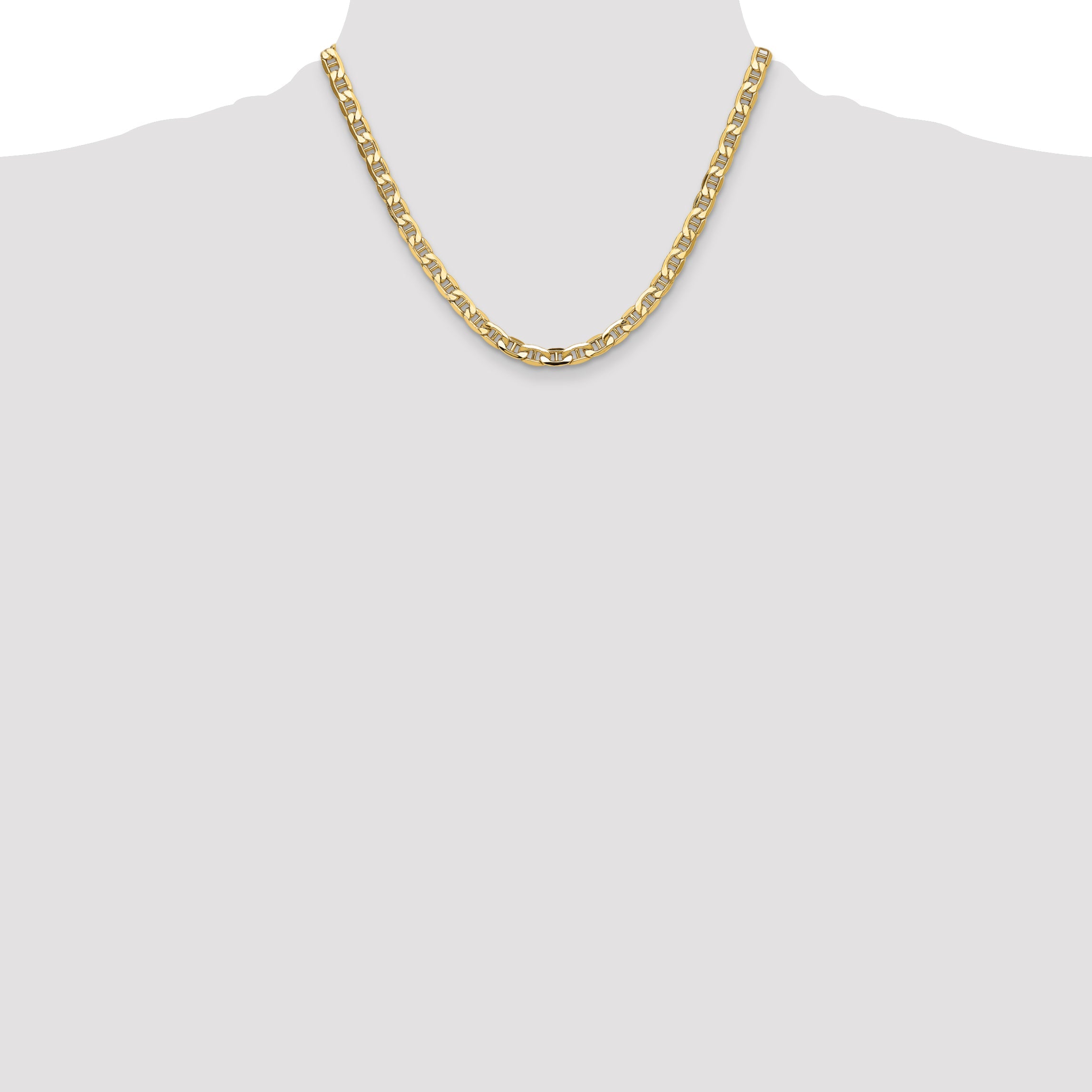 14K Gelbgold 6.25mm Halbmassiv Anker Halskette