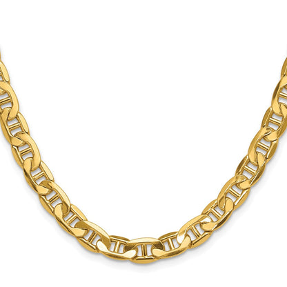14K Gelbgold 7.0mm Halbmassiv Anker Halskette
