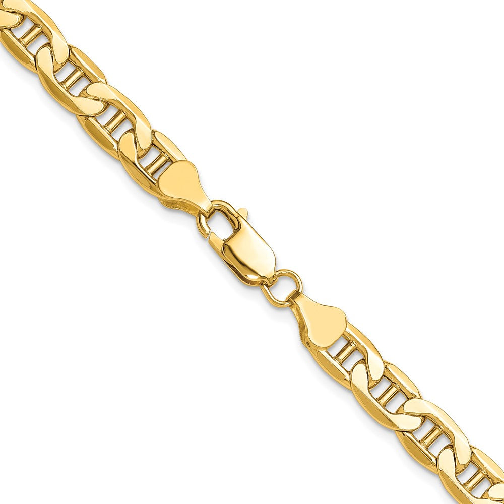 14K Gelbgold 7.0mm Halbmassiv Anker Halskette