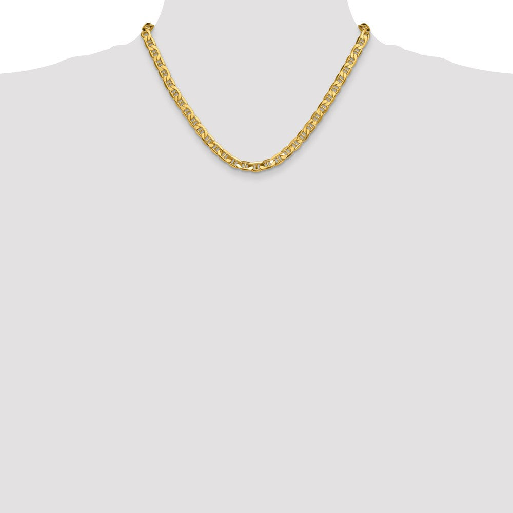 14K Gelbgold 7.0mm Halbmassiv Anker Halskette