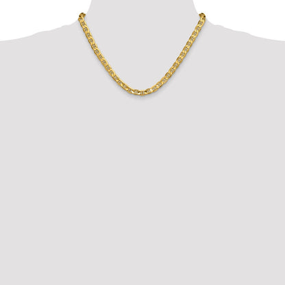 14K Gelbgold 7.0mm Halbmassiv Anker Halskette