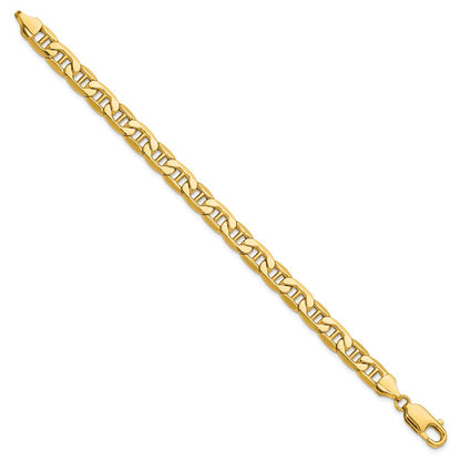 14K Gelbgold 7.0mm Halbmassiv Anker Gliederarmband