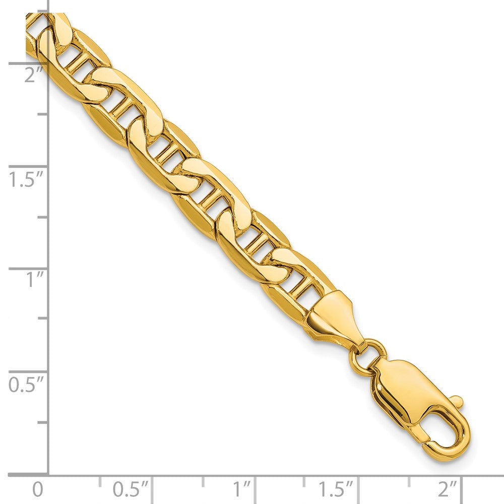 14K Gelbgold 7.0mm Halbmassiv Anker Gliederarmband