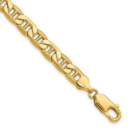 14K Gelbgold 7.0mm Halbmassiv Anker Gliederarmband