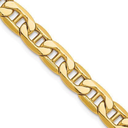 14K Gelbgold 7.0mm Halbmassiv Anker Halskette