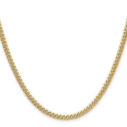 14K Gelbgold 3.5mm Halbmassiv Miami Kubanisch Halskette