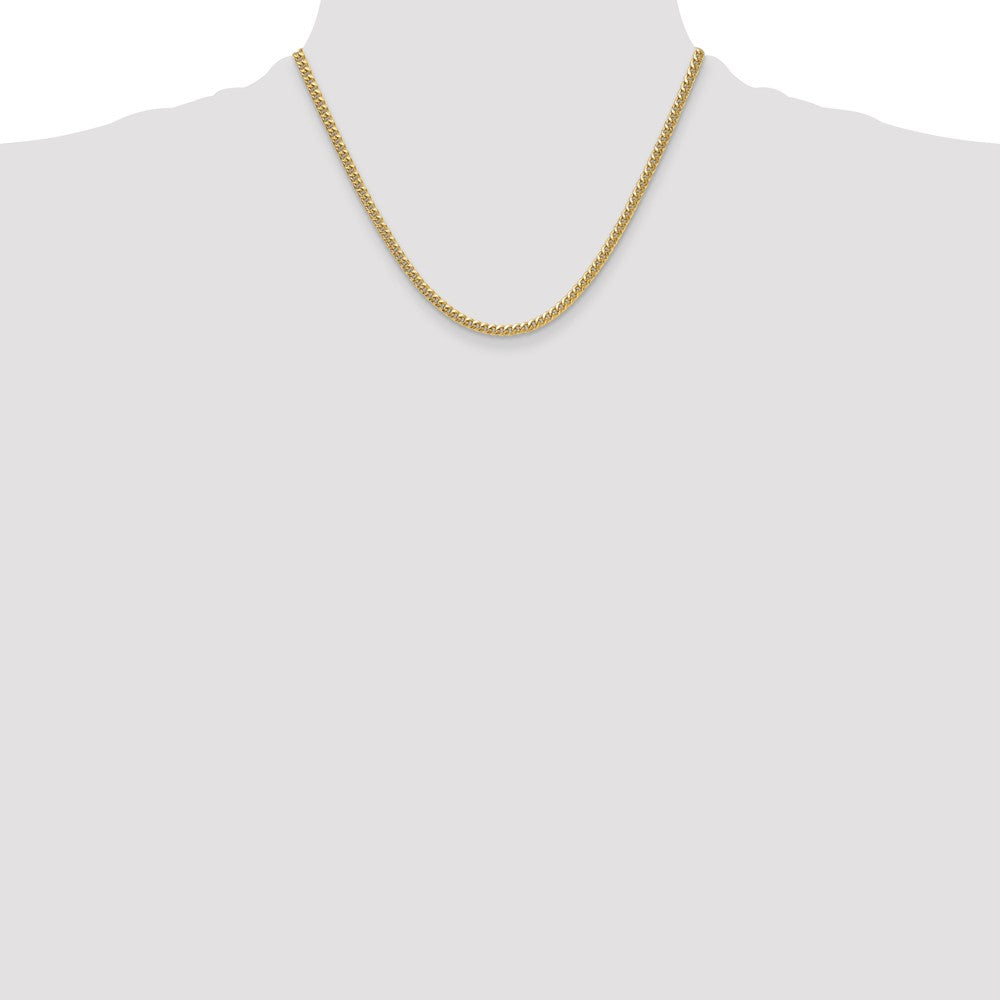 14K Gelbgold 3.5mm Halbmassiv Miami Kubanisch Halskette