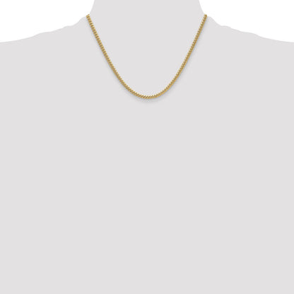 14K Gelbgold 3.5mm Halbmassiv Miami Kubanisch Halskette
